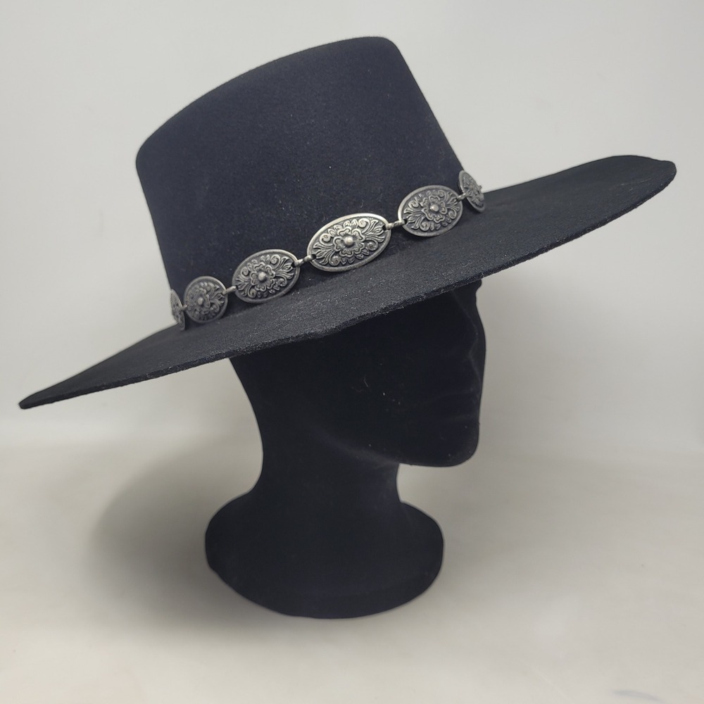 Rockin C Cavenders Hat Small Black Gambler Concho Australian Wool Cowgirl Rodeo